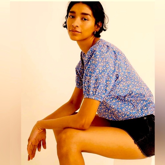 Madewell Tops - Madewell Floral Boho Puffy Sleeves Cotton Blouse Top M